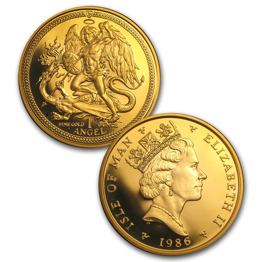 1986 Isle of Man Angel 5-Coin Gold Proof Set