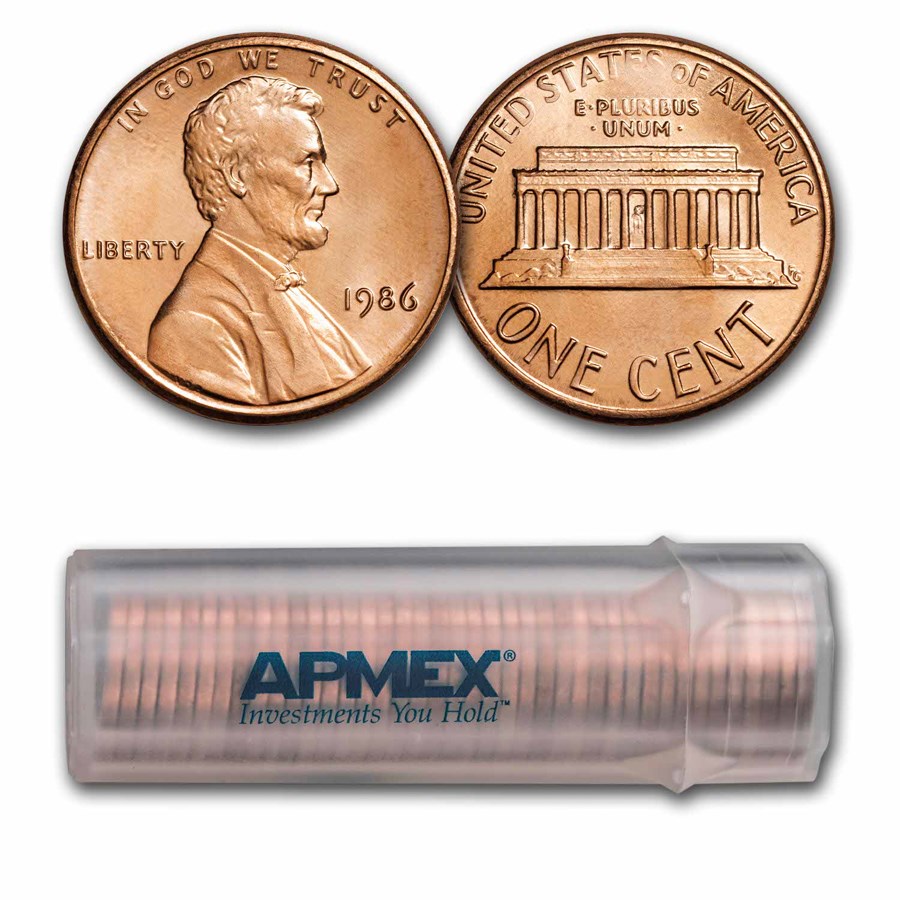 1986 Lincoln Cent 50-Coin Roll BU