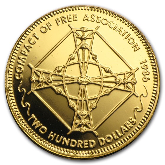 1986 Marshall Islands 1 oz Gold Proof Compact of Free Association