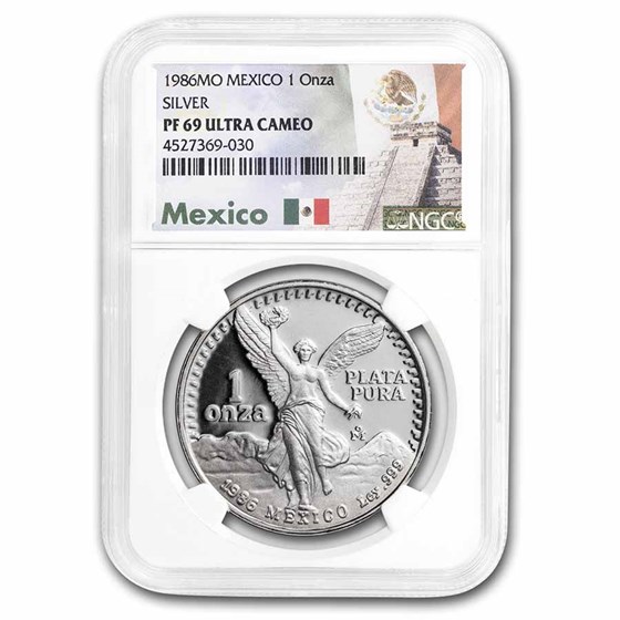 1986 Mexico 1 oz Silver Libertad PF-69 UCAM NGC (Flag Label) 1986 Mexico 1 oz Silver Libertad PF-69 UCAM NGC (Flag Label)