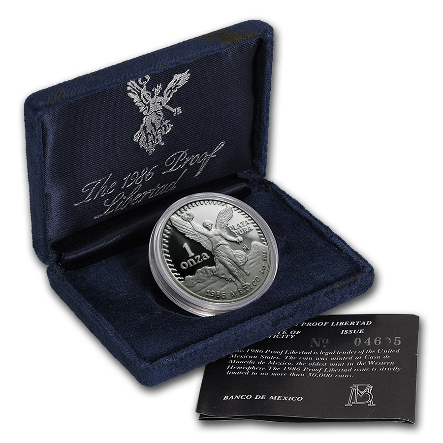1986 Mexico 1 oz Silver Libertad Proof (w/Box & COA)