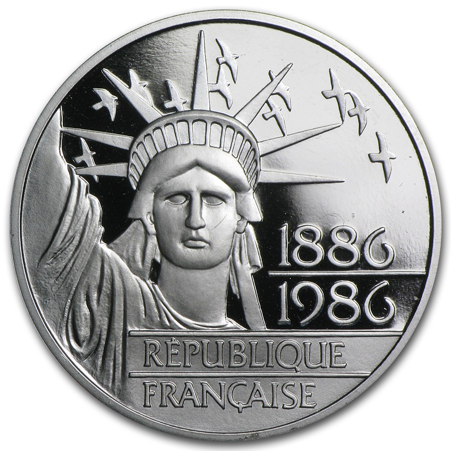 1986 Platinum 100 Francs Statue of Liberty Proof (w/Box & COA)