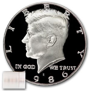 1986-S Kennedy Half Dollar 20-Coin Roll Proof 1986-S Kennedy Half Dollar 20-Coin Roll Proof