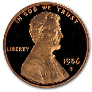 1986-S Lincoln Cent Gem Proof (Red) 1986-S Lincoln Cent Gem Proof (Red)