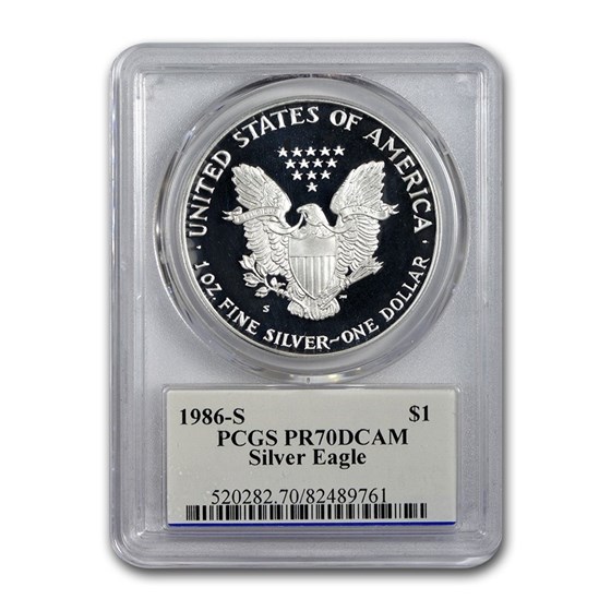 1986-S Proof Silver American Eagle PR-70 DCAM PCGS 1986-S Proof Silver American Eagle PR-70 DCAM PCGS