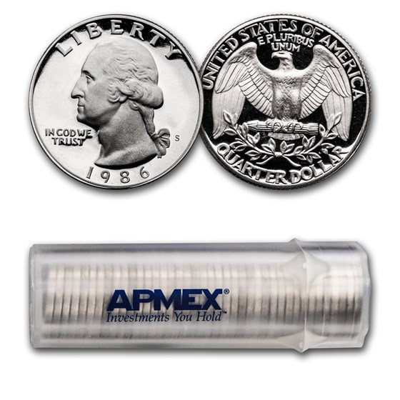 1986-S Washington Quarter 40-Coin Roll Proof 1986-S Washington Quarter 40-Coin Roll Proof