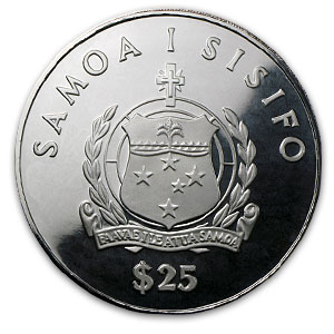 Buy 1986 Samoa 5 oz Silver 25 Tala Kon-Tiki Proof (coin only