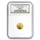 1986 Singapore 1/10 oz Gold 10 Singold Tiger MS-69 NGC