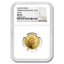 1986 Singapore 1/4 oz Gold 25 Singold Tiger MS-69 NGC
