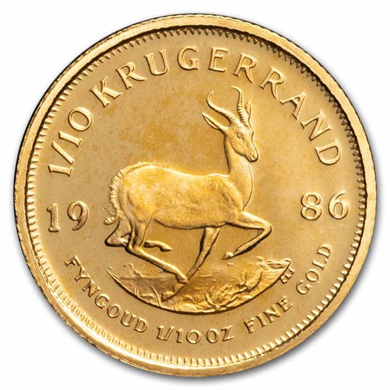 1986 South Africa 1/10 oz Proof Gold Krugerrand 1986 South Africa 1/10 oz Proof Gold Krugerrand