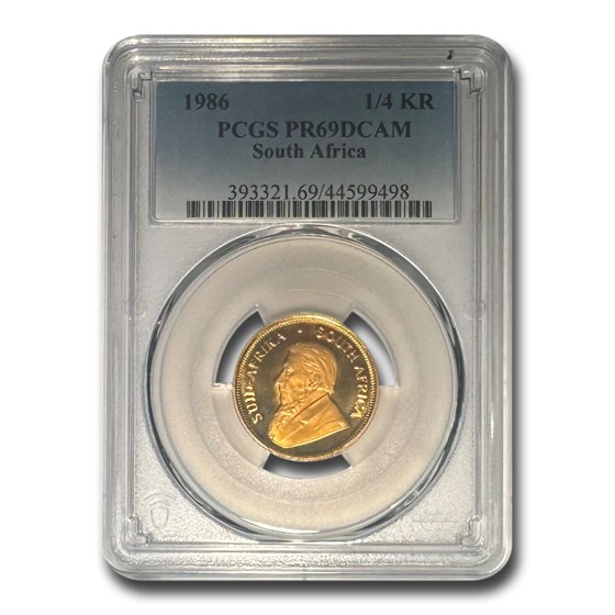 1986 South Africa 1/4 oz Proof Gold Krugerrand PR-69 DCAM PCGS 1986 South Africa 1/4 oz Proof Gold Krugerrand PR-69 DCAM PCGS