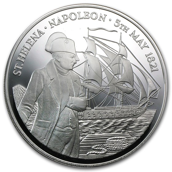 1986 St. Helena/Ascension 5 oz Silver Napoleon Proof