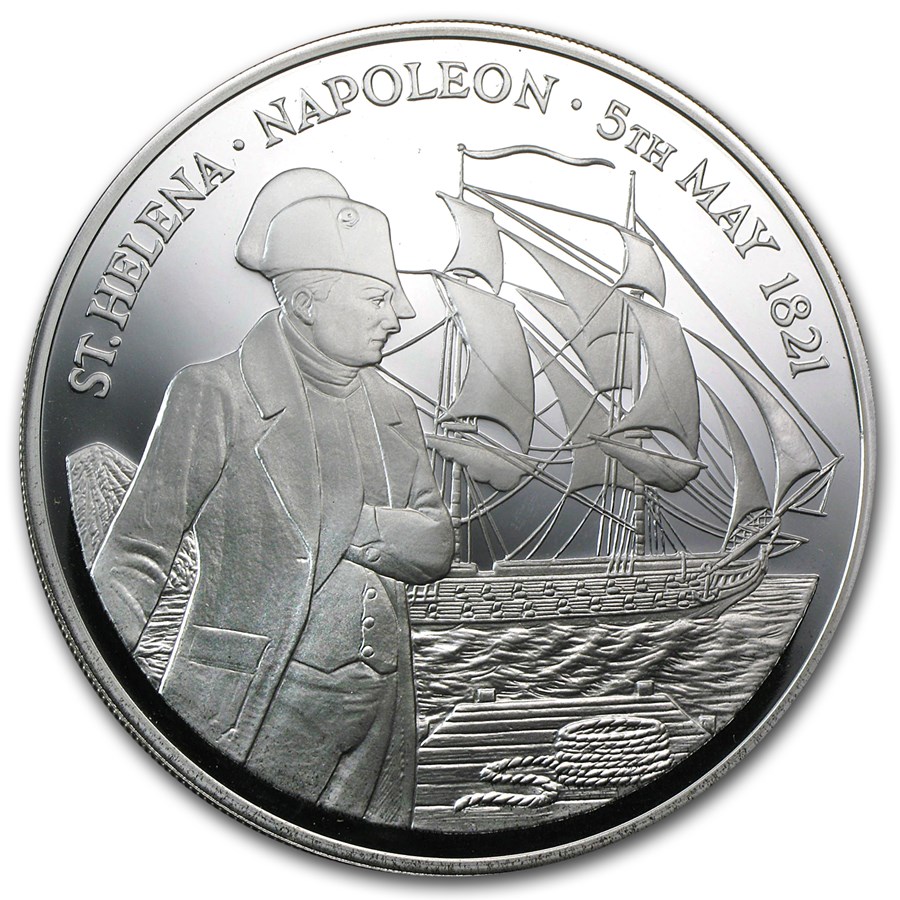1986 St. Helena/Ascension 5 oz Silver Napoleon Proof