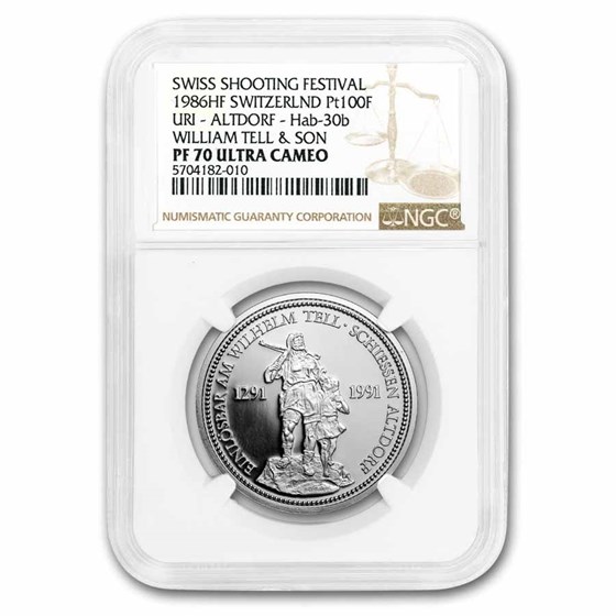 1986 Switzerland 1 oz Proof Platinum Shooting Thaler PF-70 NGC 1986 Switzerland 1 oz Proof Platinum Shooting Thaler PF-70 NGC