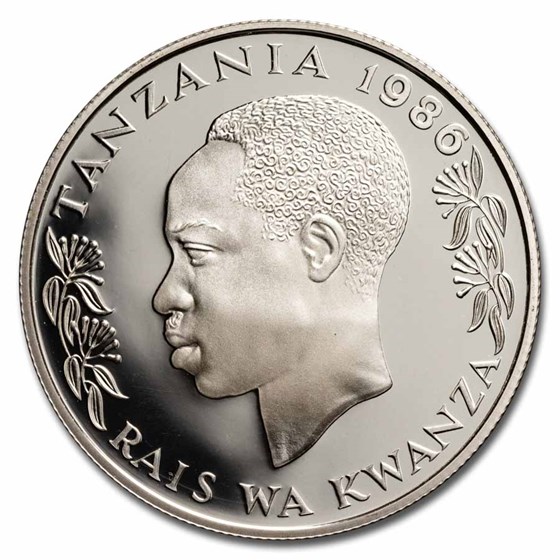 1986 Tanzania Silver 100 Shilingi J.K. Nyerere/Elephants Proof 1986 Tanzania Silver 100 Shilingi J.K. Nyerere/Elephants Proof