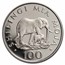 1986 Tanzania Silver 100 Shilingi J.K. Nyerere/Elephants Proof
