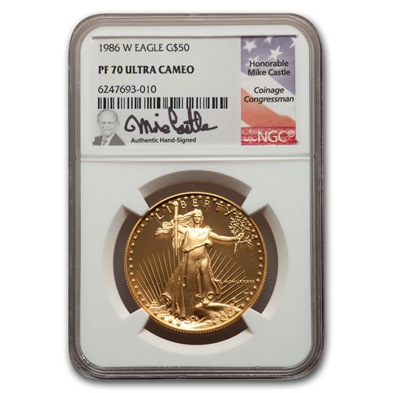 1986-W 1 oz Proof American Gold Eagle PF-70 NGC (Castle Label) 1986-W 1 oz Proof American Gold Eagle PF-70 NGC (Castle Label)