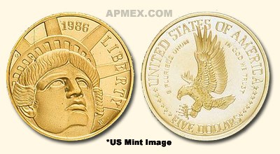 1986-W Gold $5 Commem Statue of Liberty BU (w/Box & COA) 1986-W Gold $5 Commem Statue of Liberty BU (w/Box & COA)