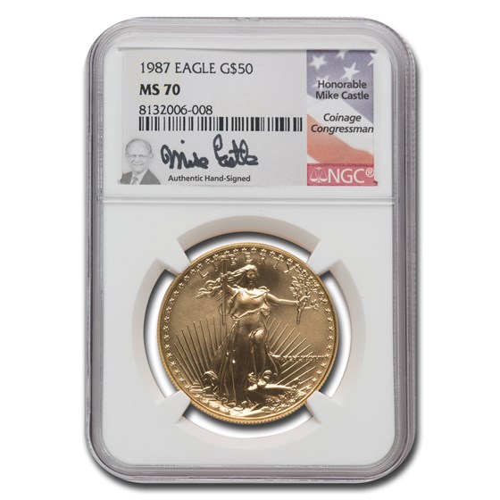 1987 1 oz American Gold Eagle MS-70 NGC (Castle) 1987 1 oz American Gold Eagle MS-70 NGC (Castle)