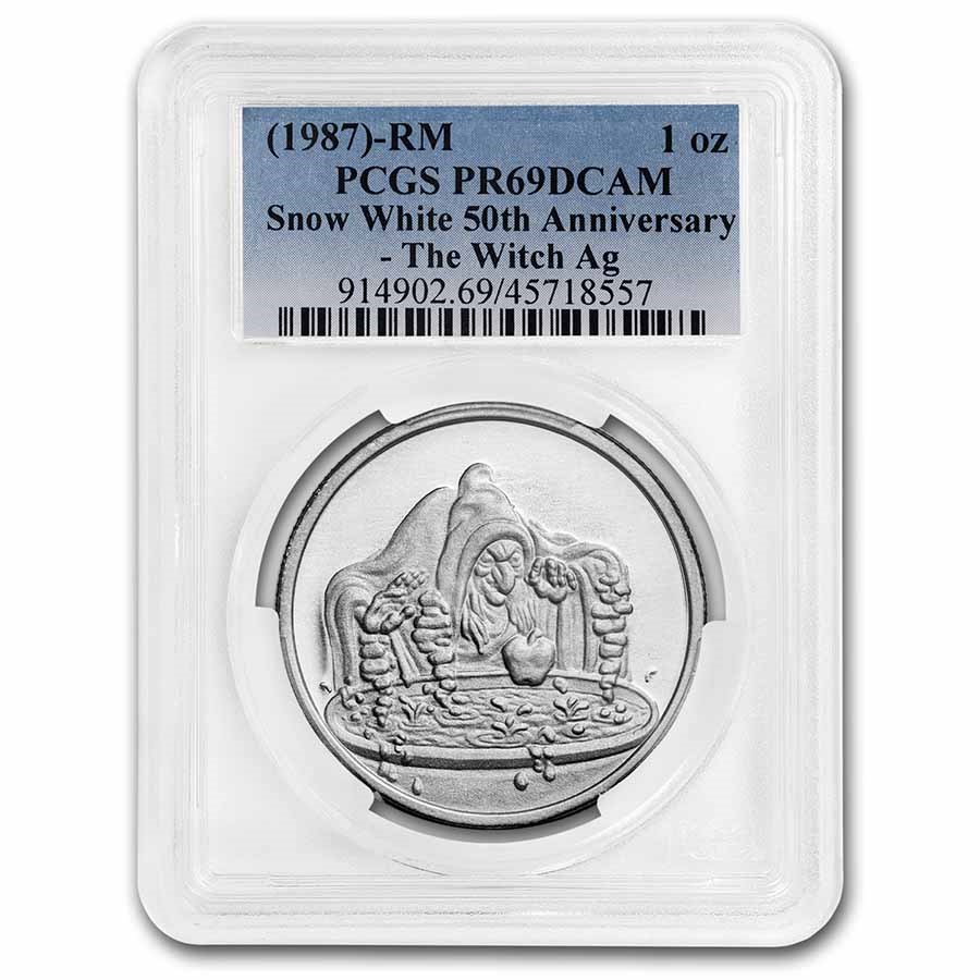 1987 1 oz Silver Disney's Snow White 50th An The Witch PR-69 PCGS