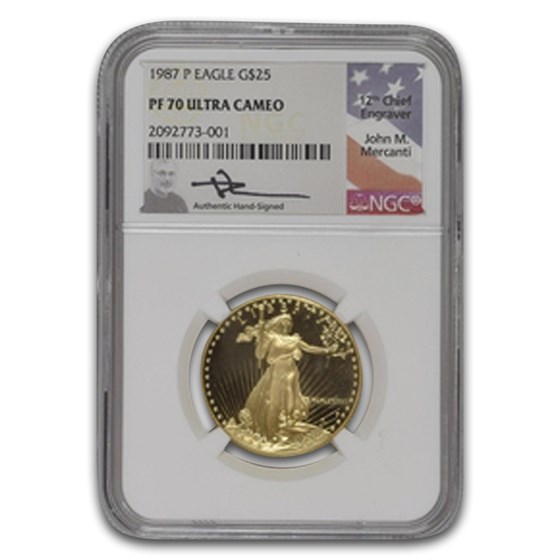 1987 2-Coin Proof American Gold Eagle Set PF-70 NGC (Mercanti)