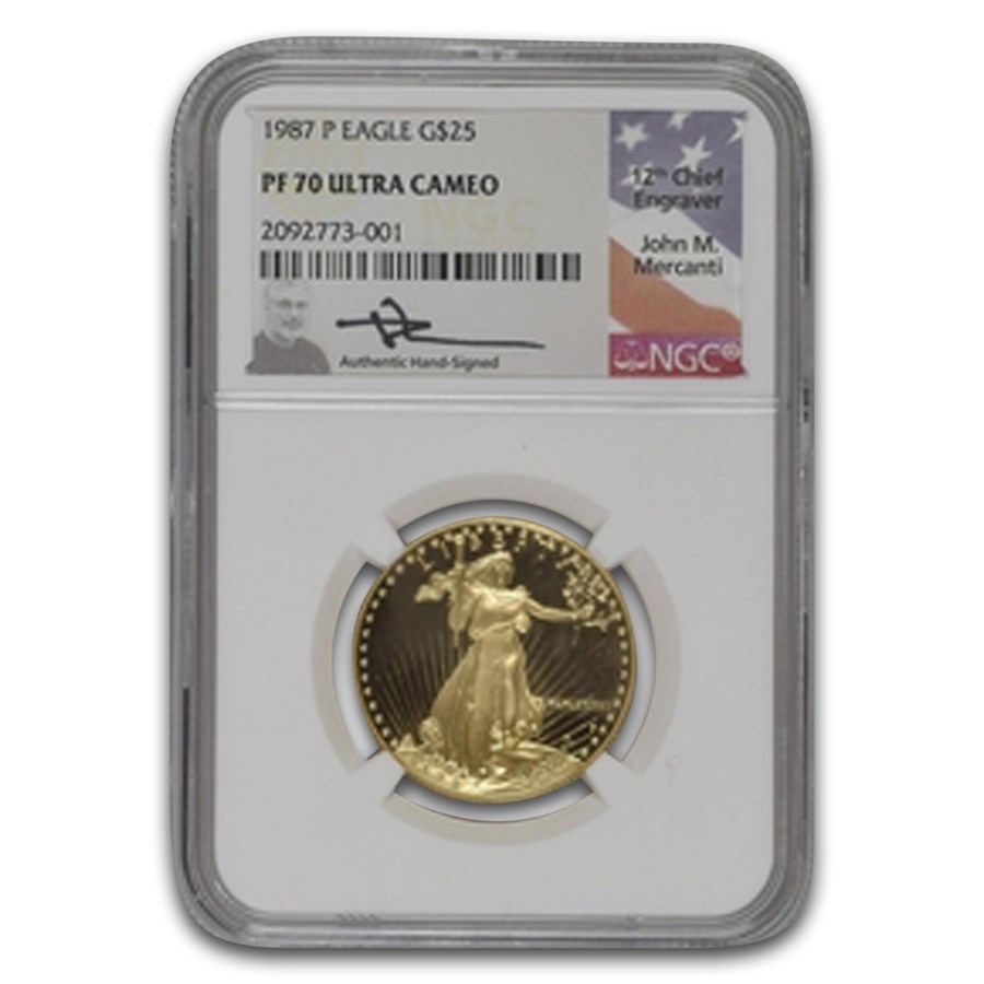 1987 2-Coin Proof American Gold Eagle Set PF-70 NGC (Mercanti)
