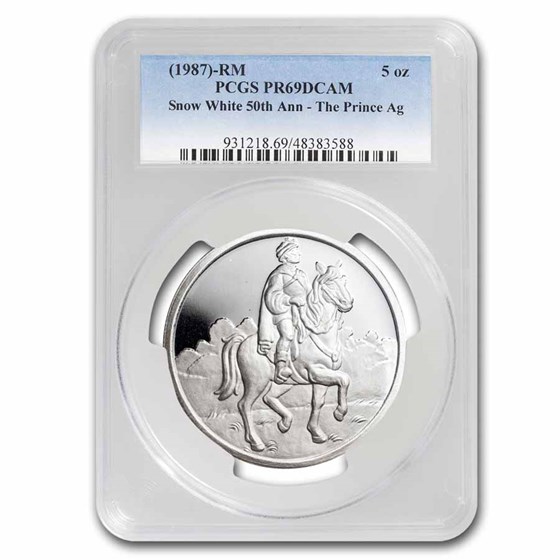 1987 5 oz Silver Disney's Snow White 50th Anniv Prince PR-69 PCGS 1987 5 oz Silver Disney's Snow White 50th Anniv Prince PR-69 PCGS