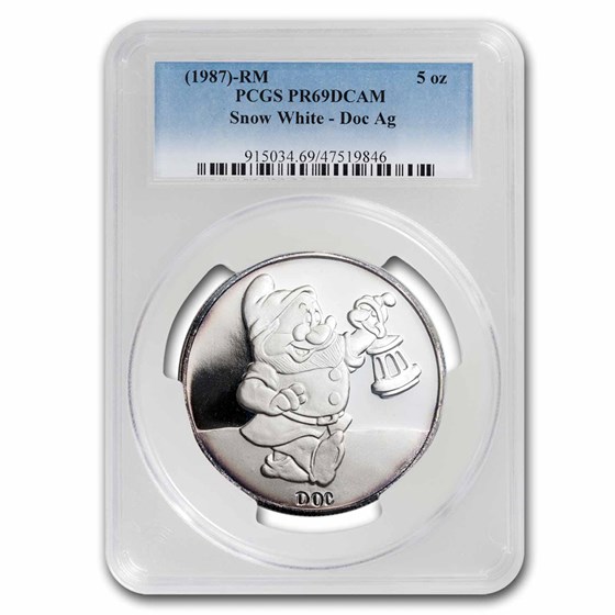 1987 5 oz Silver Round - Snow White 50th Anniv Doc PR-69 PCGS 1987 5 oz Silver Round - Snow White 50th Anniv Doc PR-69 PCGS