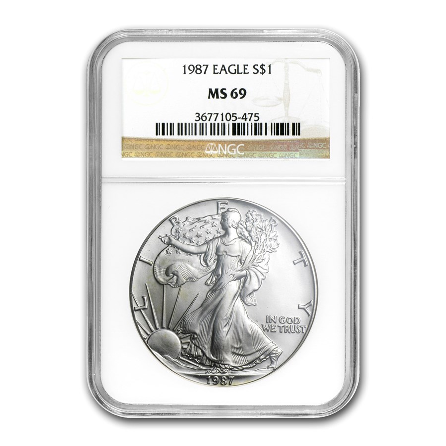 1987 American Silver Eagle MS-69 NGC