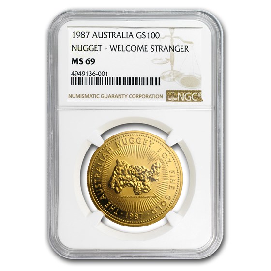 1987 Australia 1 oz Gold Nugget MS-69 NGC 1987 Australia 1 oz Gold Nugget MS-69 NGC