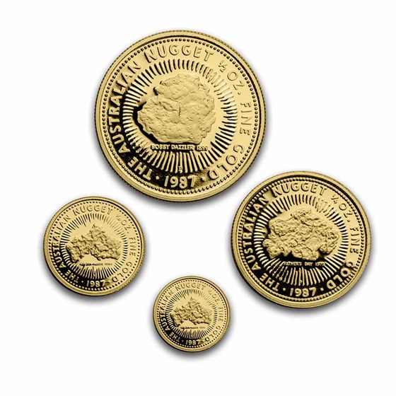 1987 Australia 4-Coin Gold Nugget Proof Set (Capsule Only) 1987 Australia 4-Coin Gold Nugget Proof Set (Capsule Only)