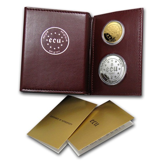 1987 Belgium 2-Coin Gold 50 Ecu/Silver 5 Ecu Proof Set 1987 Belgium 2-Coin Gold 50 Ecu/Silver 5 Ecu Proof Set