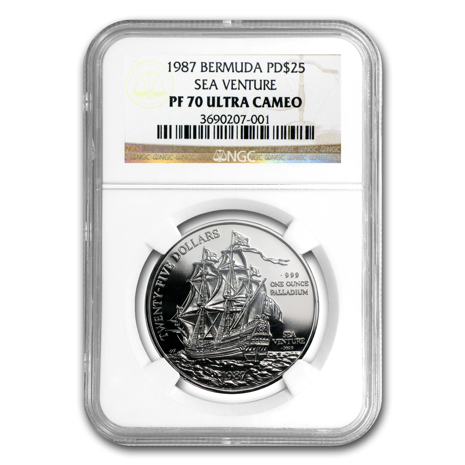 Buy 1987 Bermuda 1 oz Palladium Sea Venture PF-70 UCAM NGC | APMEX
