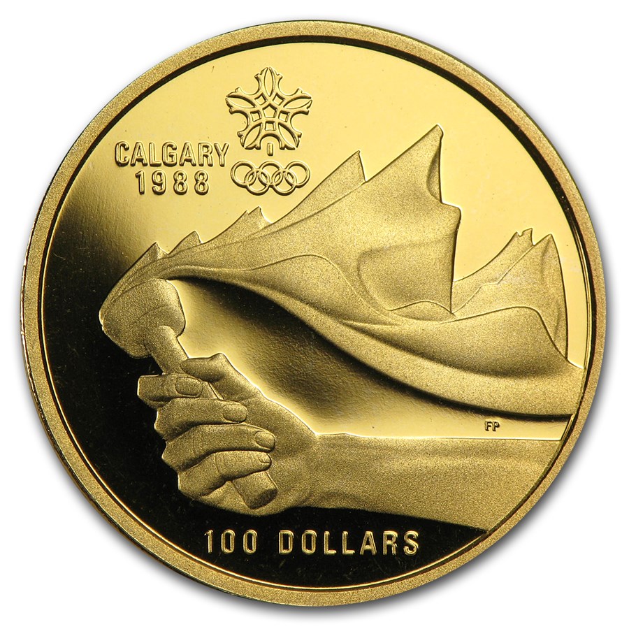 1987 Canada 1/4 oz Proof Gold $100 Calgary Olympics