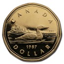 1987 Canada Aureate-Nickel Dollar Loon Proof (w/Box & COA)