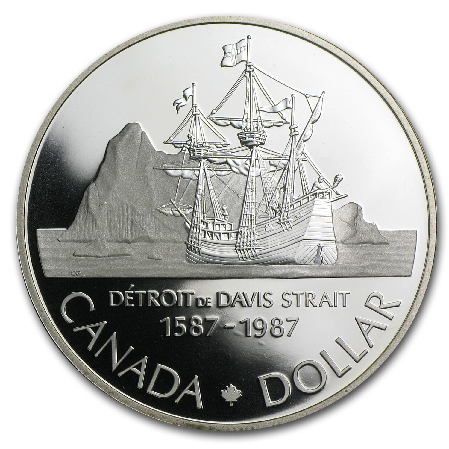 1987 Canada Silver Dollar In Box 400th Anniversary of John Davis' Exploration 