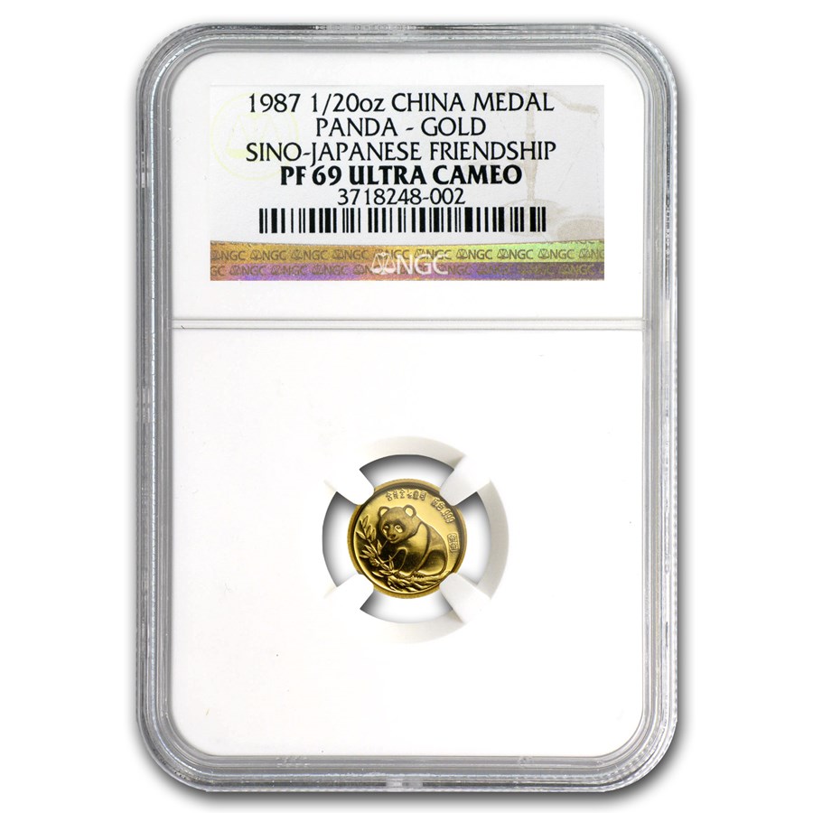 1987 China 1/20 oz Gold Panda PF-69 NGC (Sino-Japanese, Tokyo)
