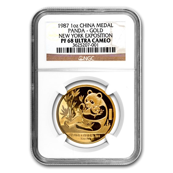 1987 China 1 oz Gold Panda PF-68 NGC (New York Expo) 1987 China 1 oz Gold Panda PF-68 NGC (New York Expo)