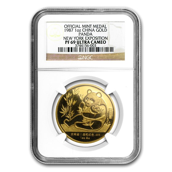 1987 China 1 oz Gold Panda PF-69 NGC (New York Expo) 1987 China 1 oz Gold Panda PF-69 NGC (New York Expo)