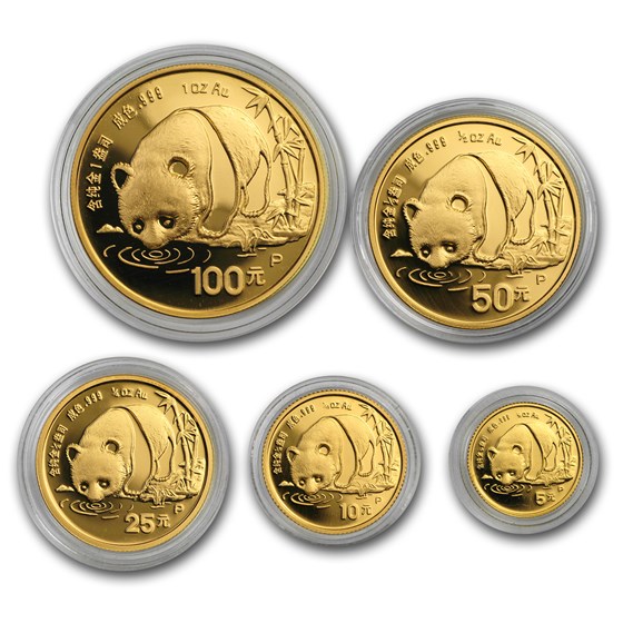 1987 China 5-Coin Gold Panda Proof Set (In Capsule) 1987 China 5-Coin Gold Panda Proof Set (In Capsule)