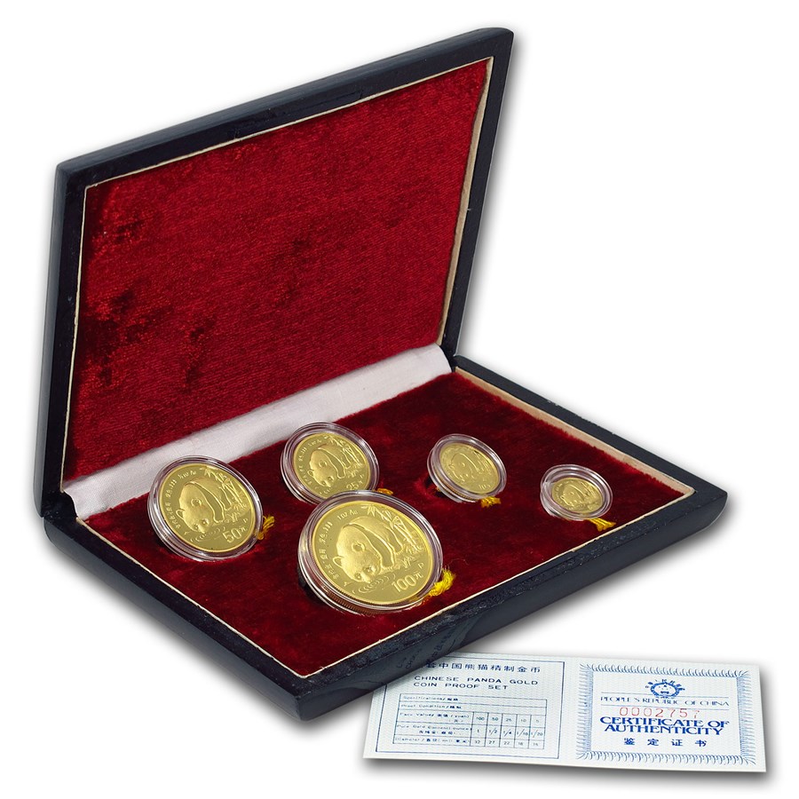 1987 China 5Coin Gold Panda Proof Set (In Original Box) Gold Value