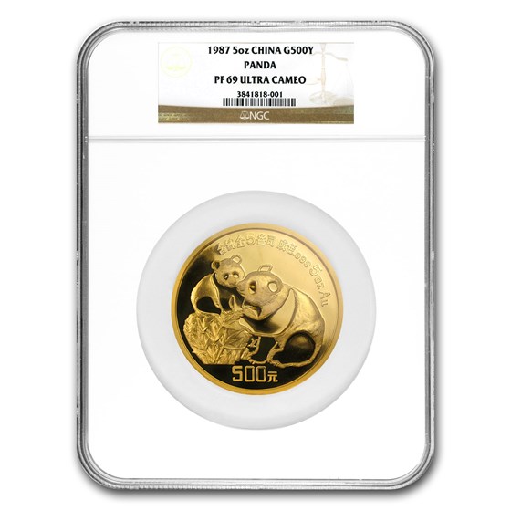 1987 China 5 oz Proof Gold Panda 500 Yuan PF-69 NGC 1987 China 5 oz Proof Gold Panda 500 Yuan PF-69 NGC
