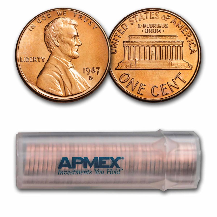 1987-D Lincoln Cent 50-Coin Roll BU