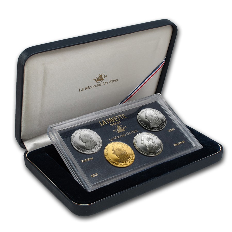 1987 France 4x 100 Francs La Fayette Proof Set (Multi-Metal)