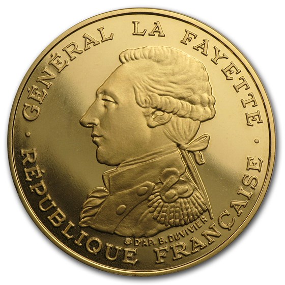 1987 France Gold 100 Francs Lafayette Proof 1987 France Gold 100 Francs Lafayette Proof