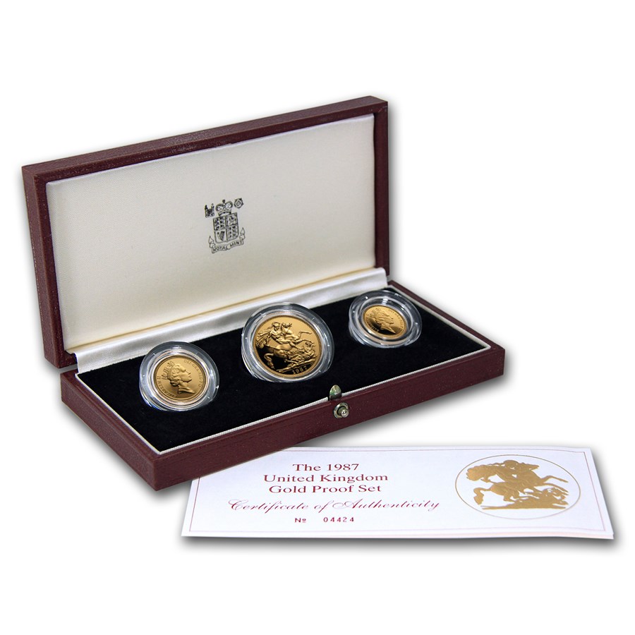 1987 Great Britain 3-Coin Gold Sovereign Proof Set