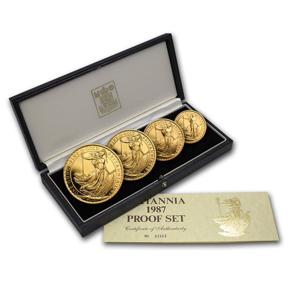 1987 Great Britain 4-Coin Gold Britannia Proof Set (w/Box & COA) 1987 Great Britain 4-Coin Gold Britannia Proof Set (w/Box & COA)