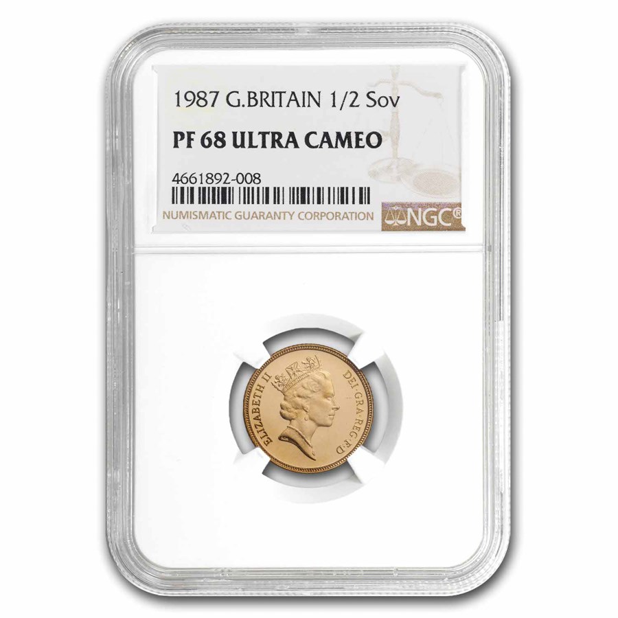 1987 Great Britain Gold 1/2 Sovereign PF-68 UCAM NGC