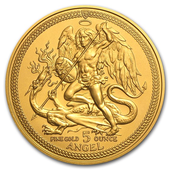1987 Isle of Man 5 oz Gold Angel BU 1987 Isle of Man 5 oz Gold Angel BU