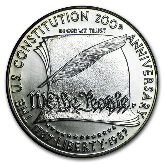 1987-P Constitution $1 Silver Commem BU (w/Box & COA)